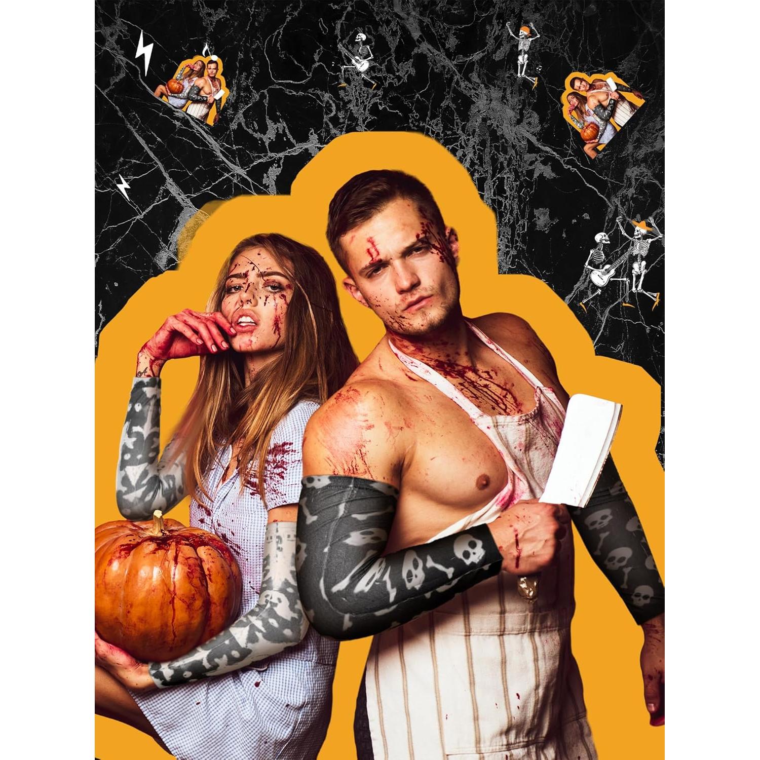 Mangas de Tatuaje Temporal Boao 12 Pcs Halloween UV 39.1x8.9cm