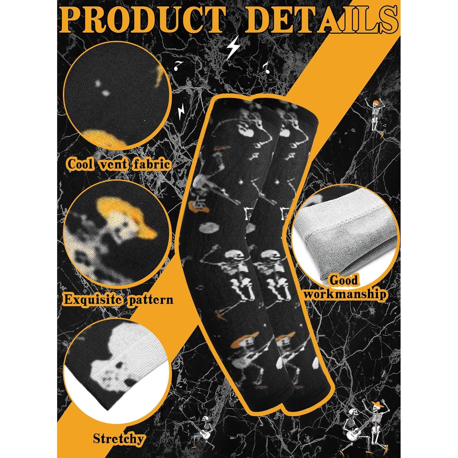 Mangas de Tatuaje Temporal Boao 12 Pcs Halloween UV 39.1x8.9cm