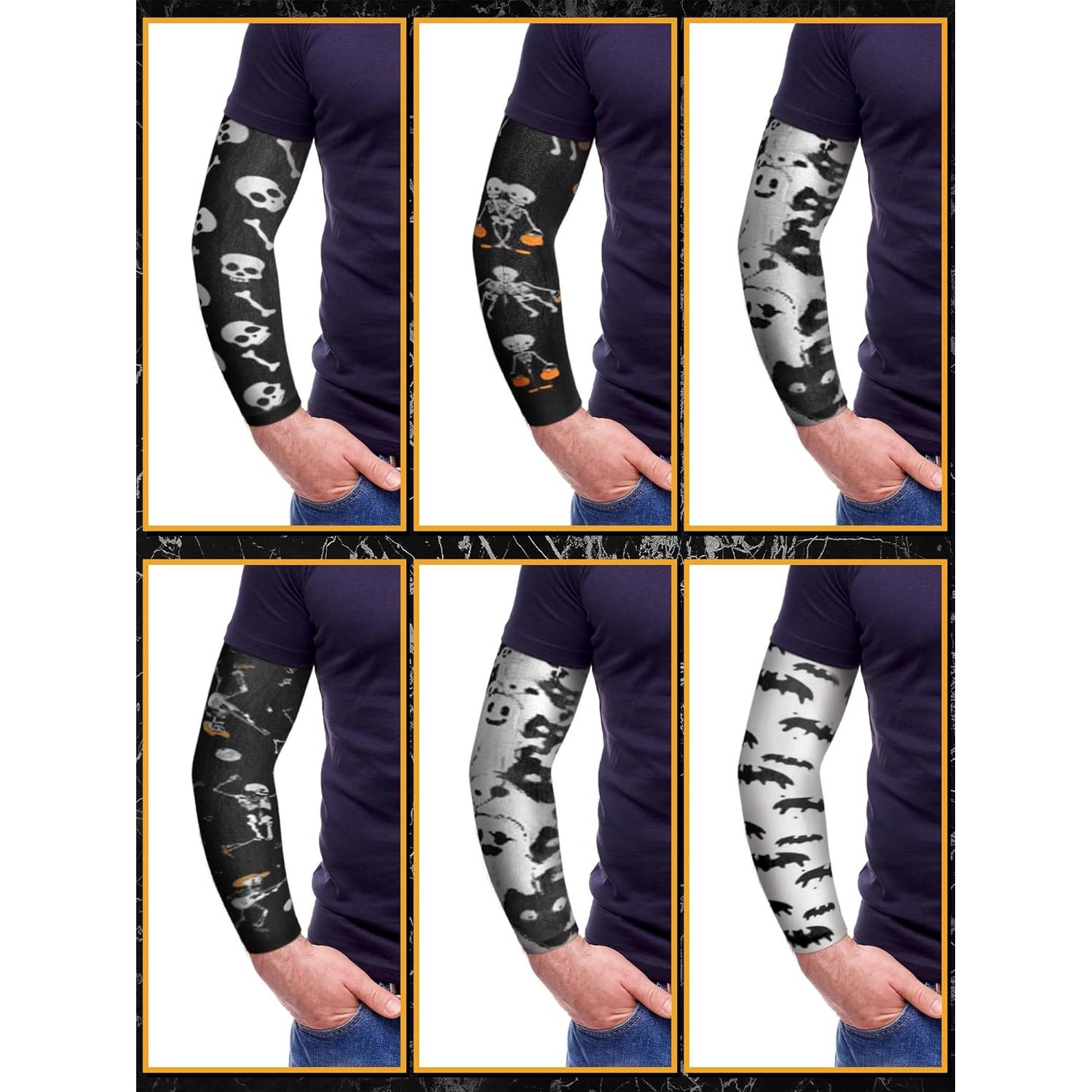 Mangas de Tatuaje Temporal Boao 12 Pcs Halloween UV 39.1x8.9cm