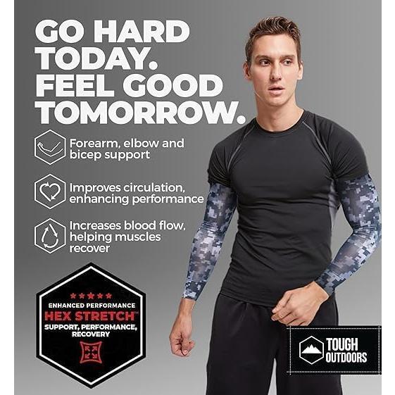 Manguitas de compresión Tough para brazos - Camuflaje 18-20 cm