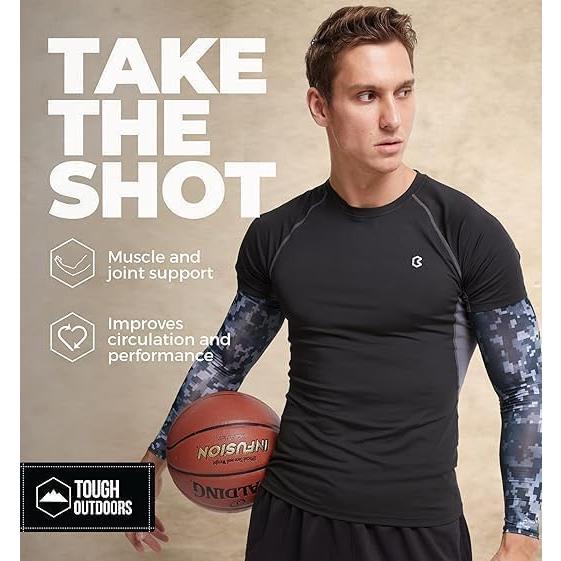 Manguitas de compresión Tough para brazos - Camuflaje 18-20 cm