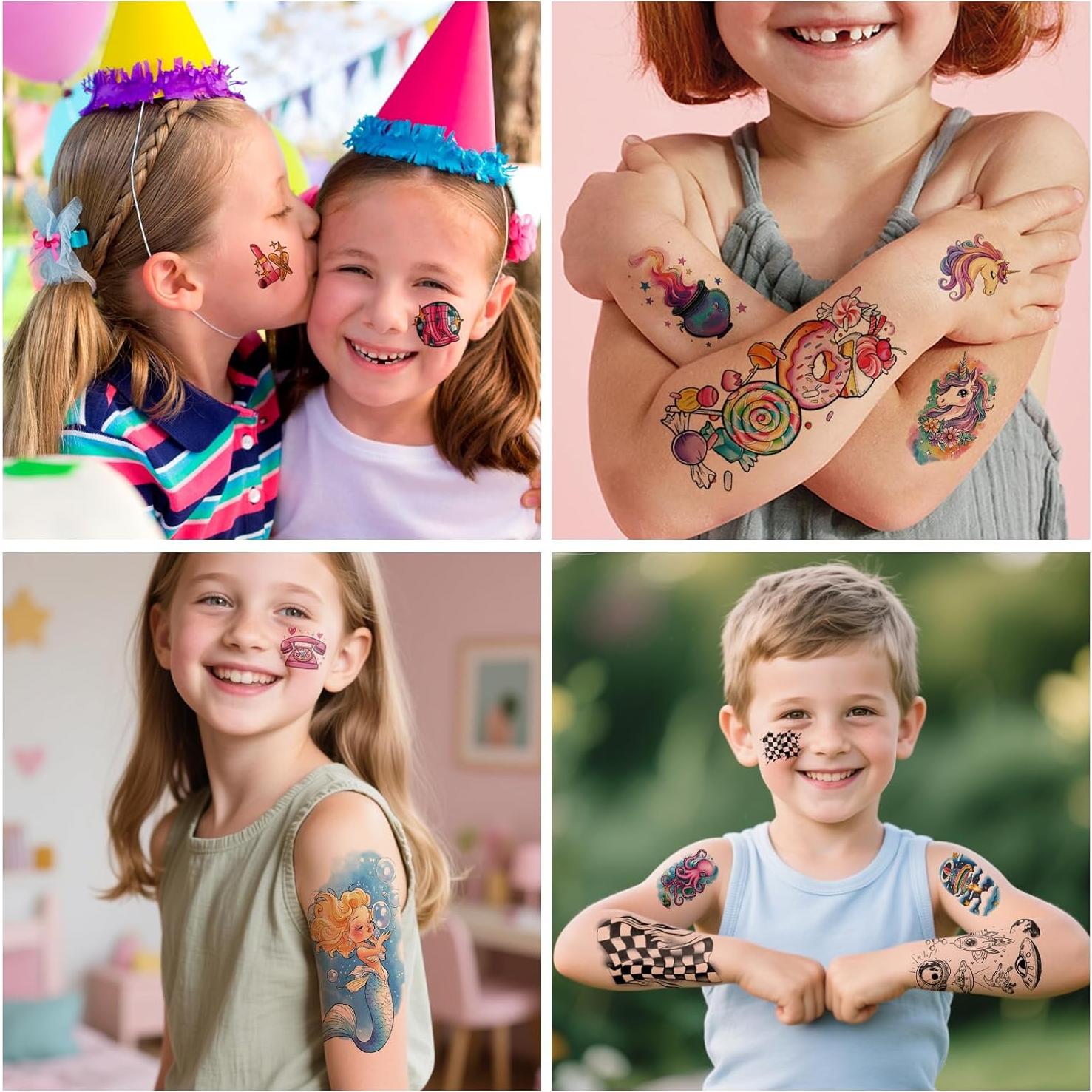 52 Tatuajes Temporales para Niños SOOVSY - Manga Completa y Pequeños