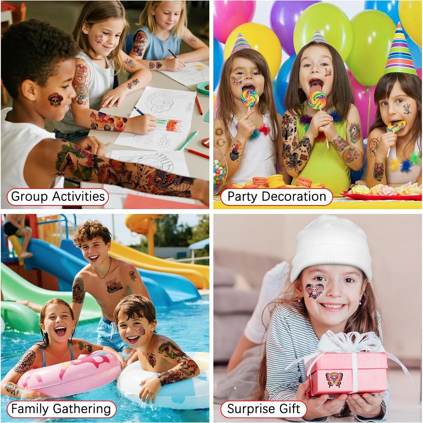 52 Tatuajes Temporales para Niños SOOVSY - Manga Completa y Pequeños