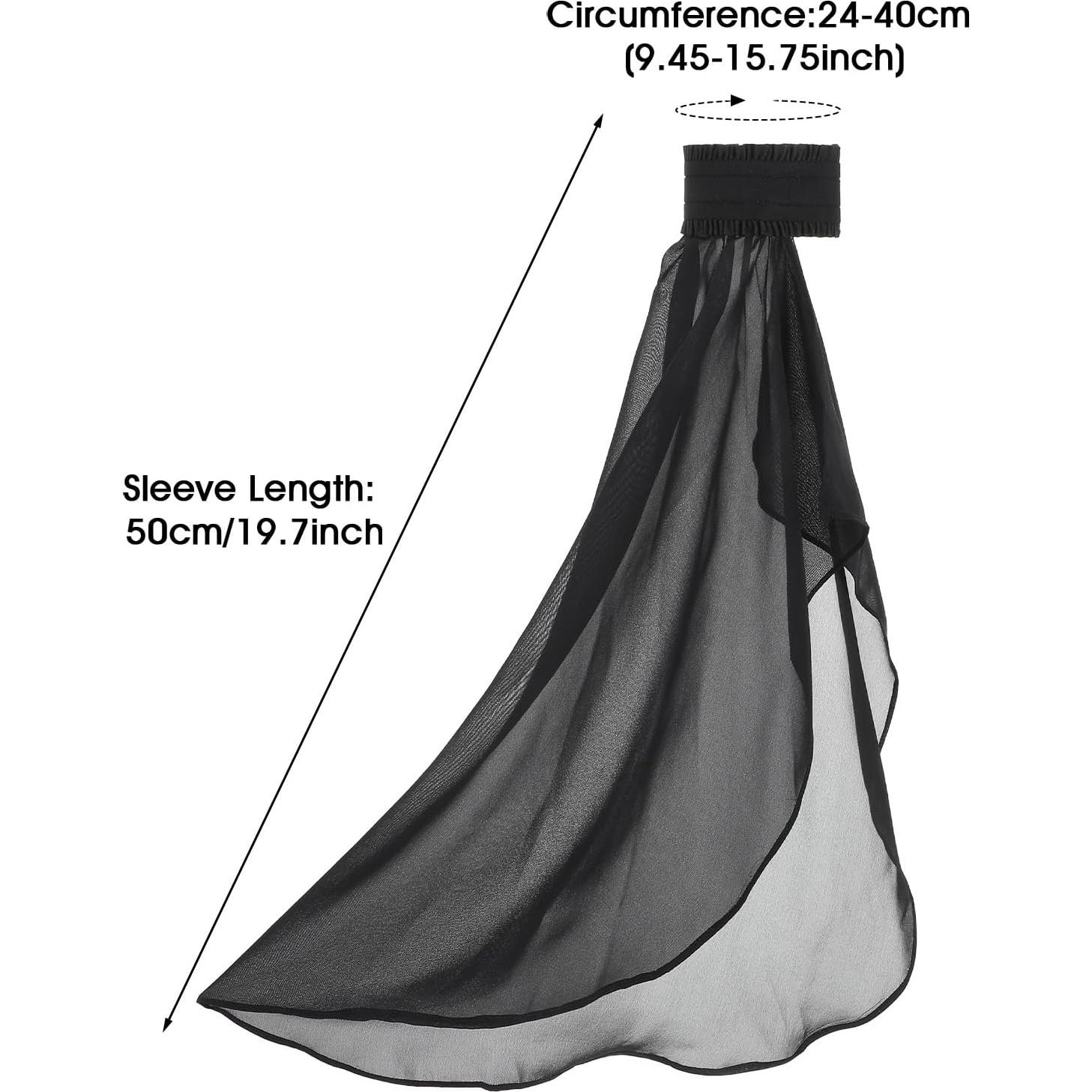 Mangas Desmontables Lusofie de Chifón Negras para Mujer 60cm