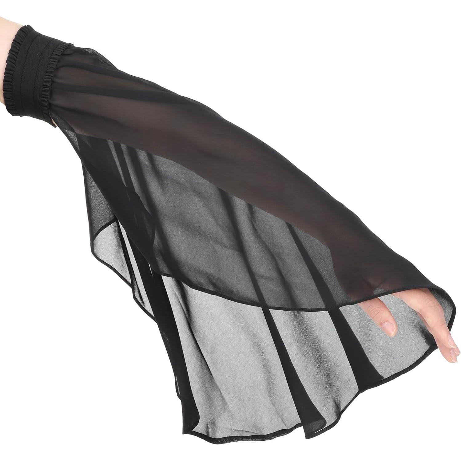 Mangas Desmontables Lusofie de Chifón Negras para Mujer 60cm