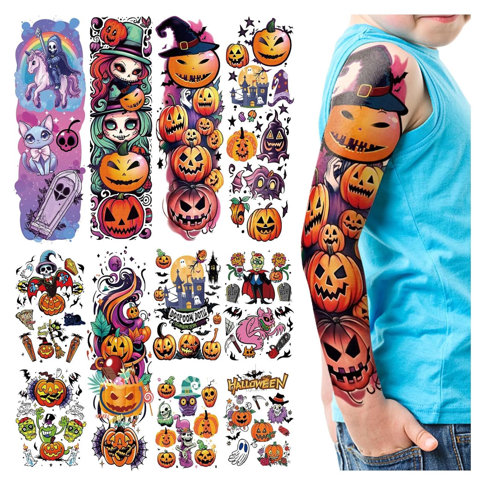 Tatuajes Temporales de Halloween Metuu - 52 Hojas para Niños