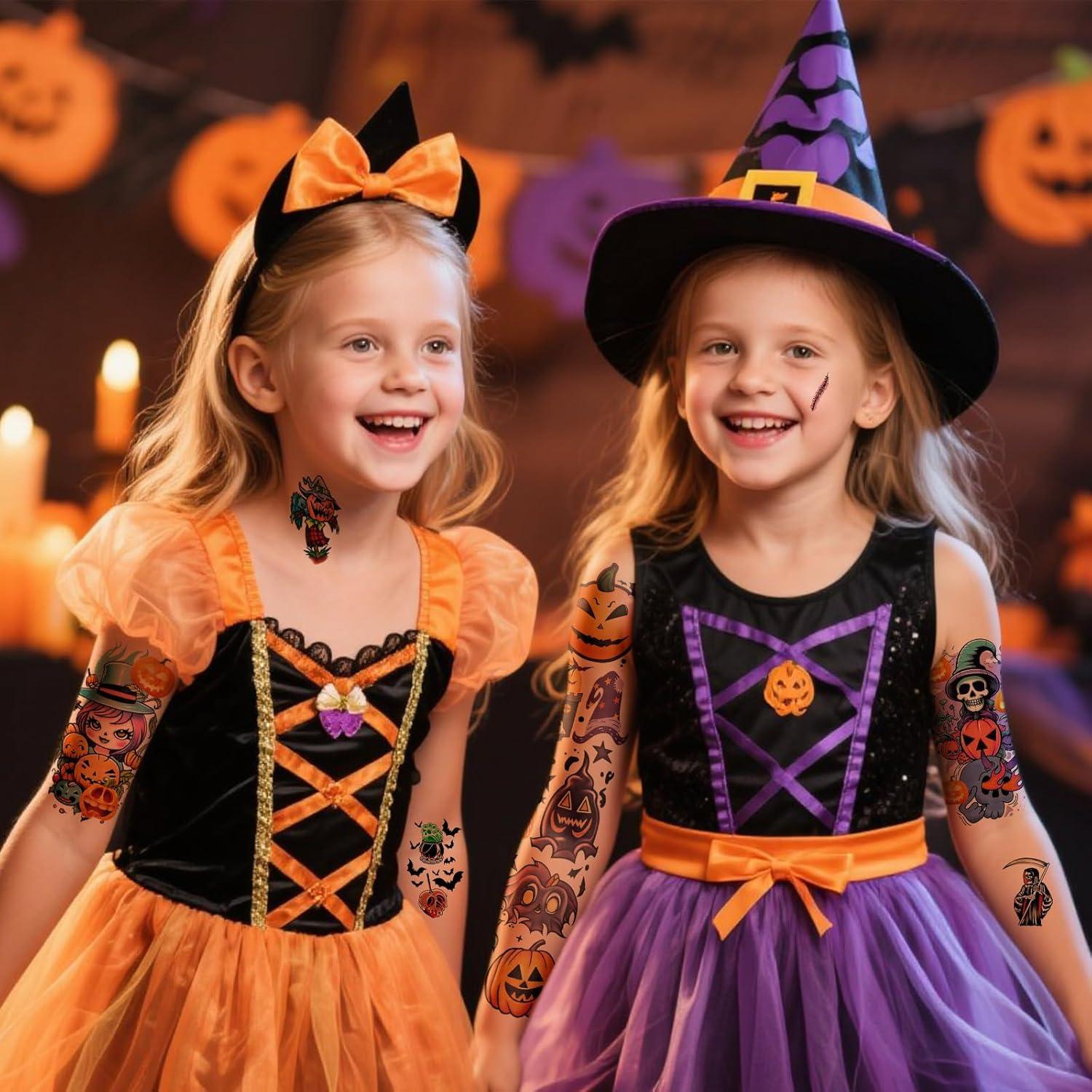 Tatuajes Temporales de Halloween Metuu - 52 Hojas para Niños