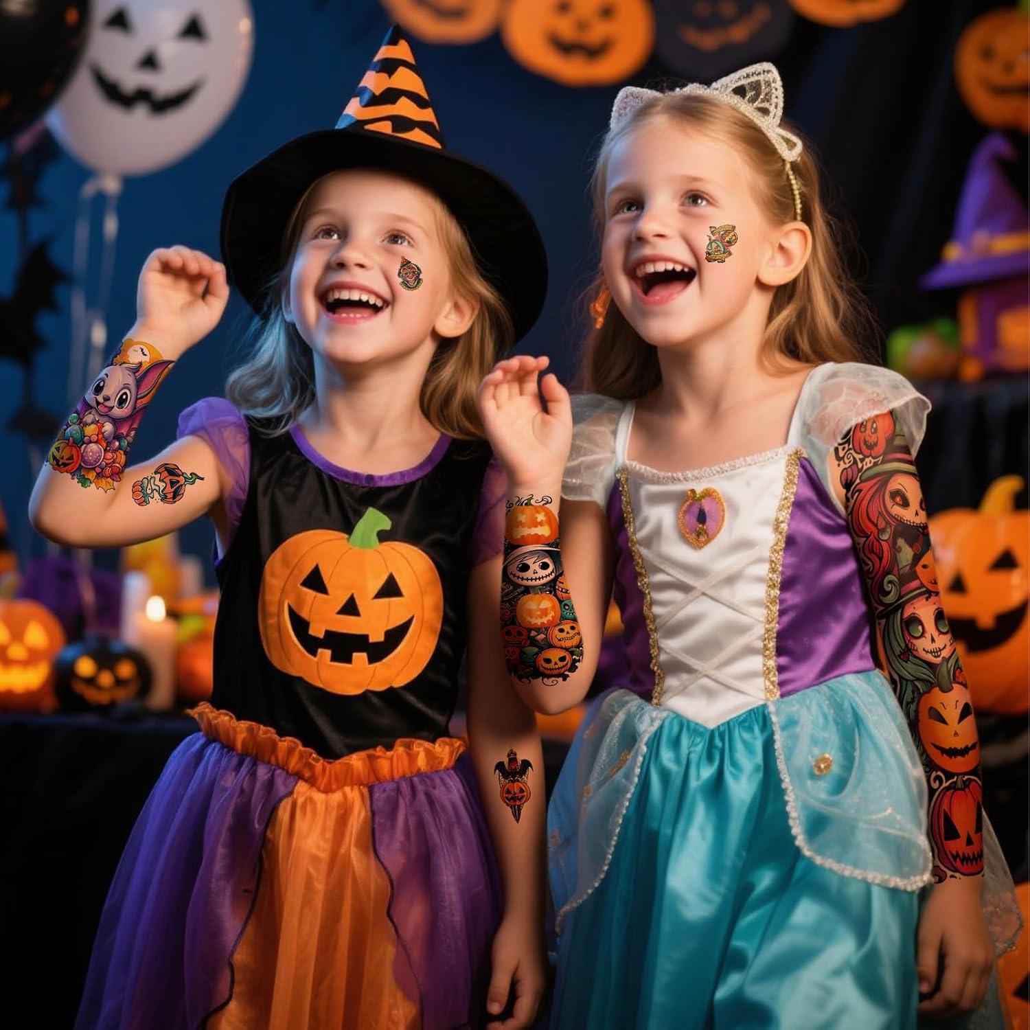 Tatuajes Temporales de Halloween Metuu - 52 Hojas para Niños