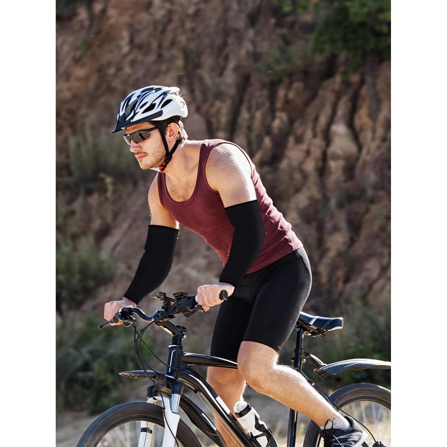 Geyoga 2 Pares Mangas Protectores de Brazo Unisex 22 cm Negro