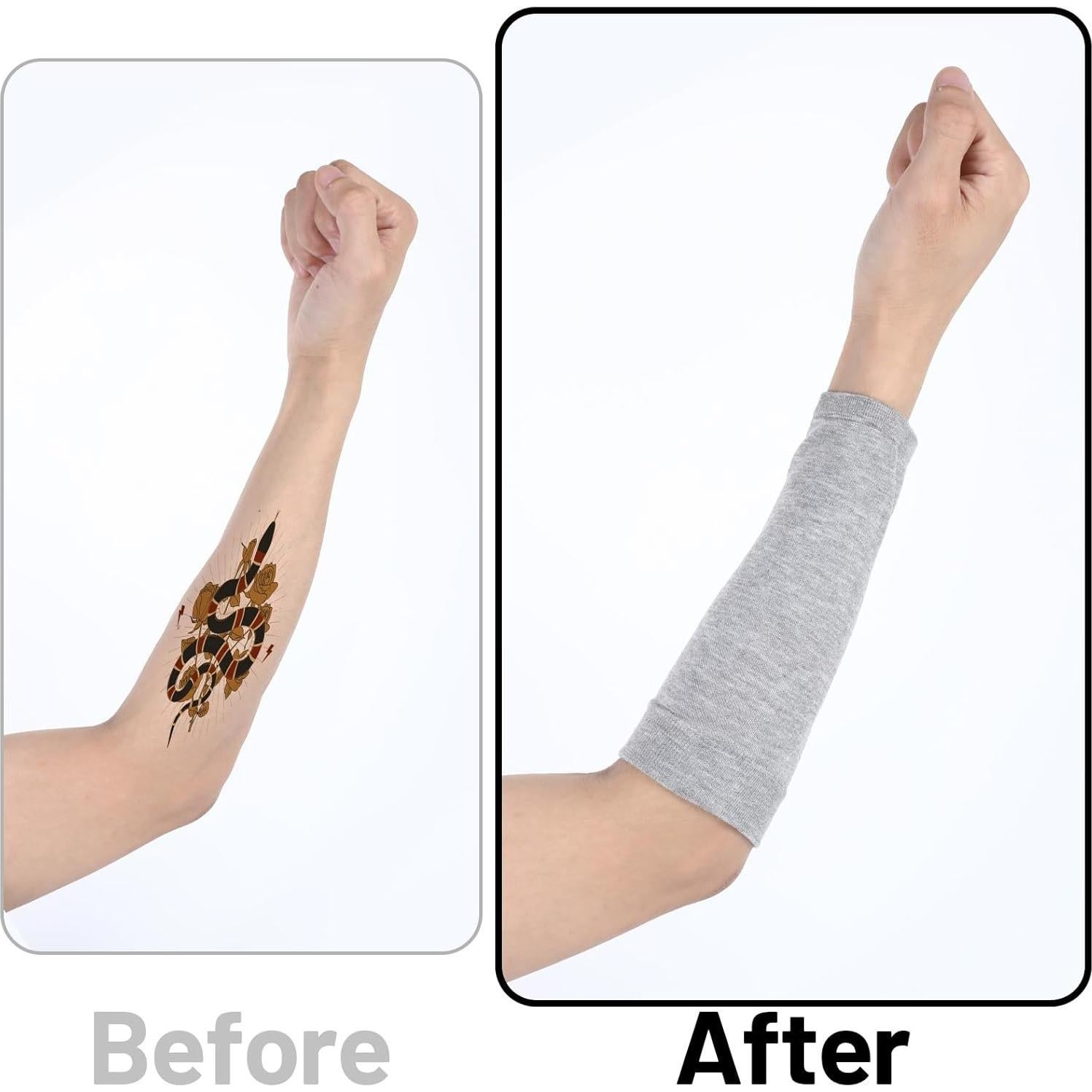 6 Mangas Cubiertas para Tatuajes Aiyorse - Unisex, Piel, Negro, Gris