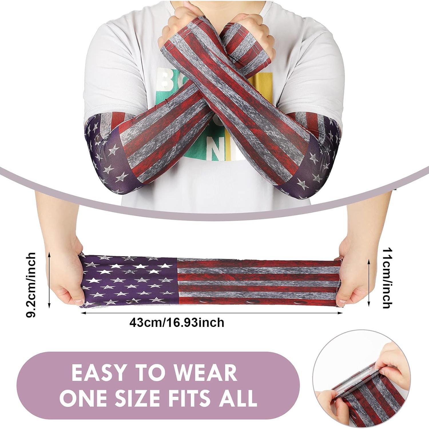 Geyoga 6 Pares Mangas de Brazo UV Bandera Americana Unisex