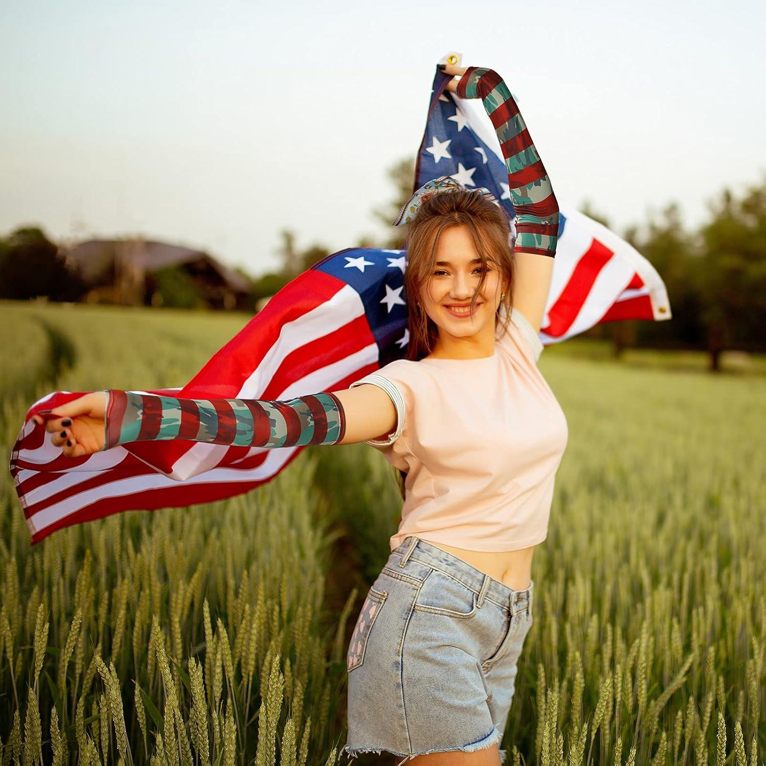 Geyoga 6 Pares Mangas de Brazo UV Bandera Americana Unisex