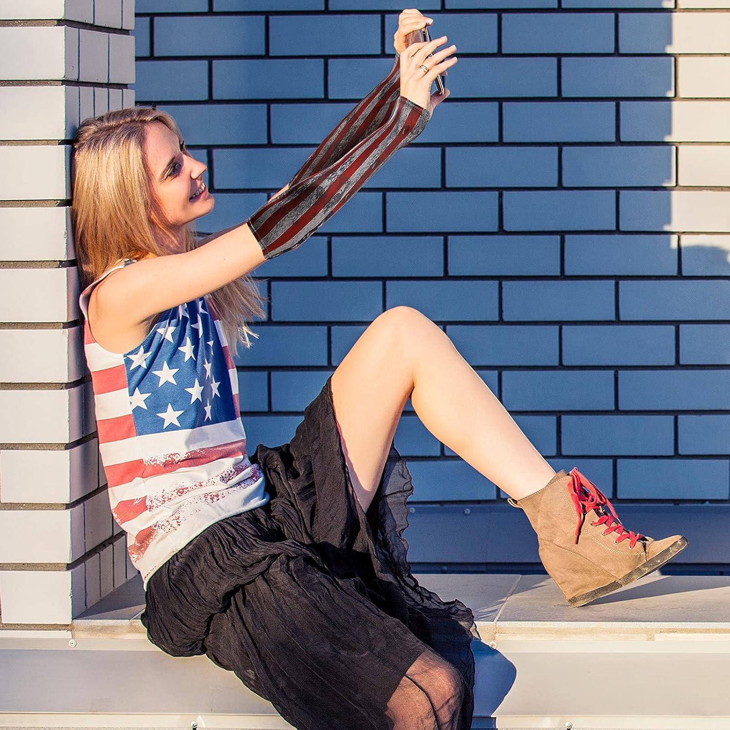 Geyoga 6 Pares Mangas de Brazo UV Bandera Americana Unisex