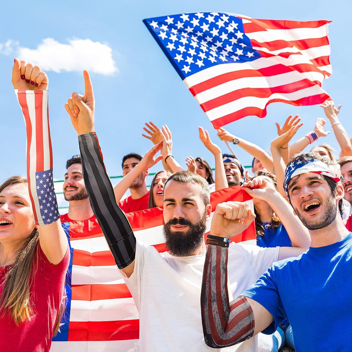 Geyoga 6 Pares Mangas de Brazo UV Bandera Americana Unisex