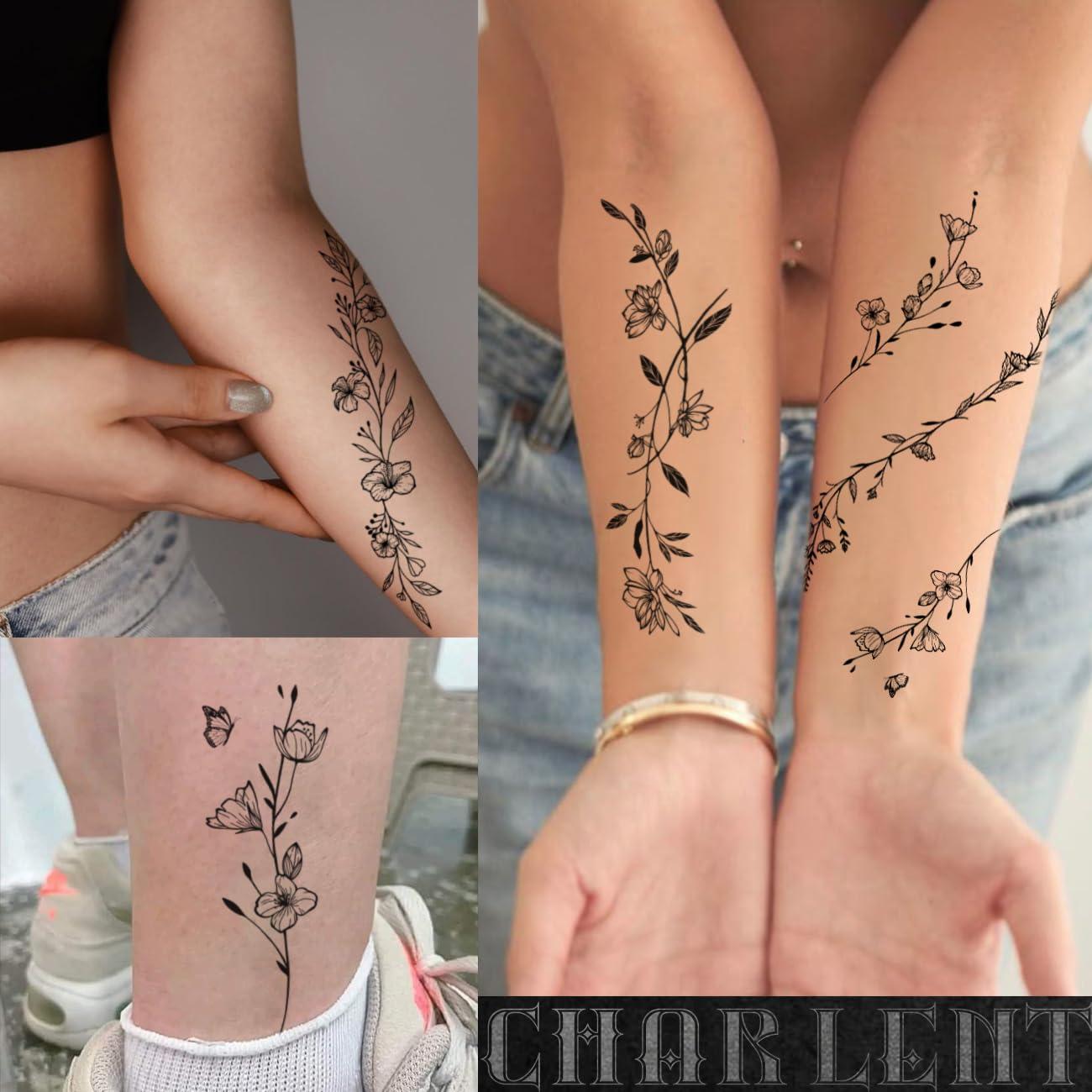 Tatuajes Temporales CHARLENT - 49 Pcs Hojas Minimalistas