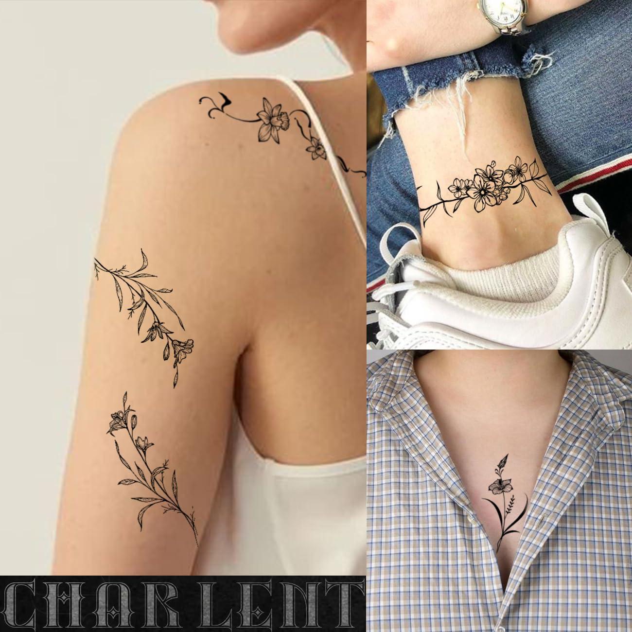 Tatuajes Temporales CHARLENT - 49 Pcs Hojas Minimalistas