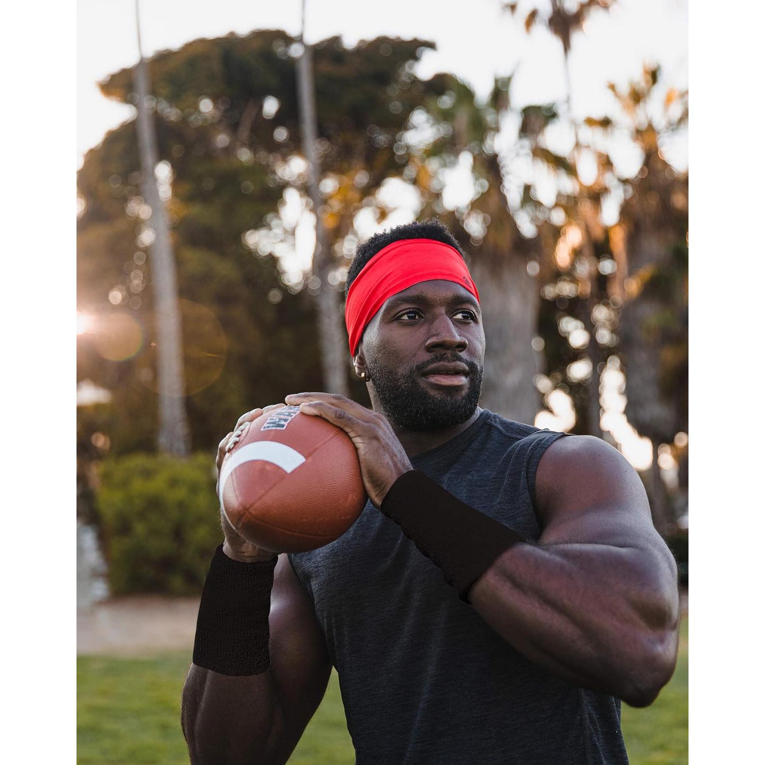 Suddora 6" Doublewide Wrist Bands/Armbands (Pair) - Thick Sweatbands for Basketball, Tennis, Baseball, Gym