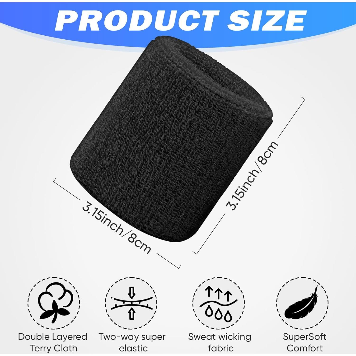 Paquete de 8 muñequeras deportivas ARTOSHIN - Algodón, 8x8 cm