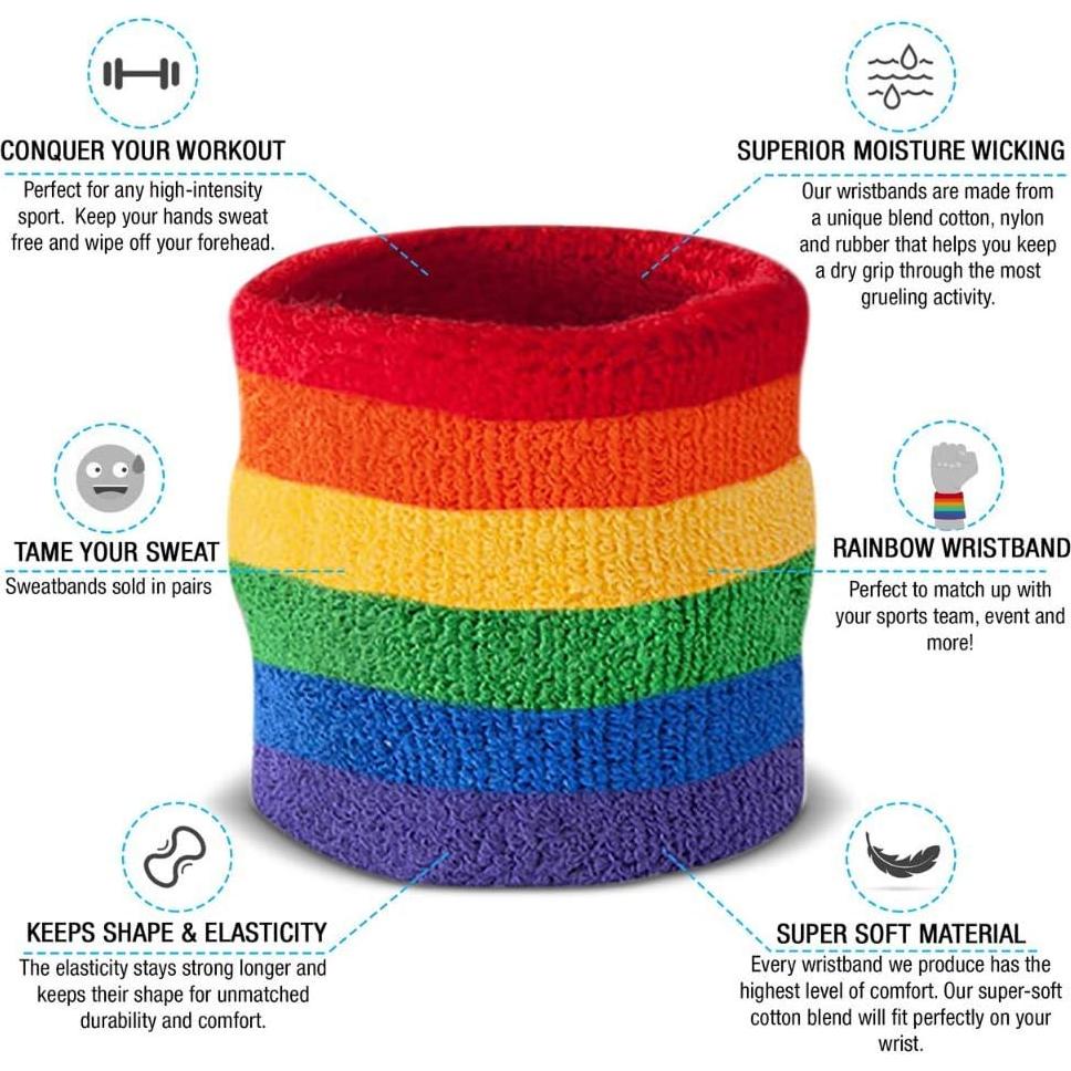 Muñequera Absorbente Suddora Arcoíris 7.01 cm - Par