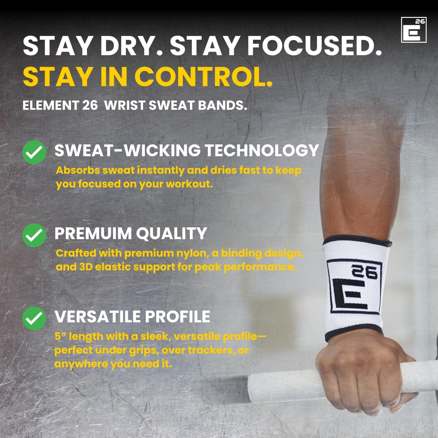 Banda de Sudor para Muñeca Element 26 - Absorbente, 4 Piezas