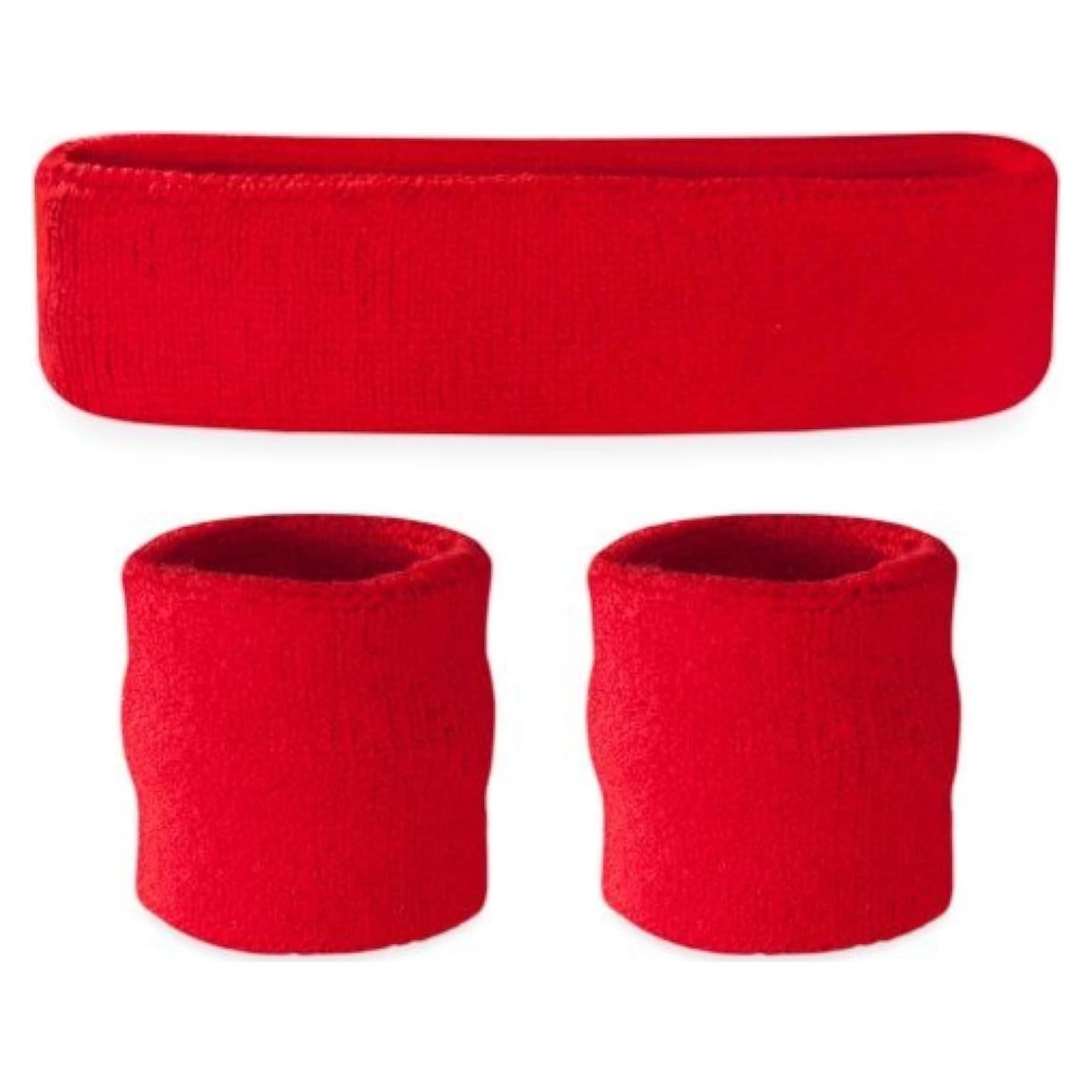 Suddora Sweatbands Set, Moisture Wicking 2 Wristbands and 1 Headband, Breathable Terry Cloth Athletic Bands for Basketball, Tennis, Yoga, Gym, Sweat Bands for Costumes and Cosplay