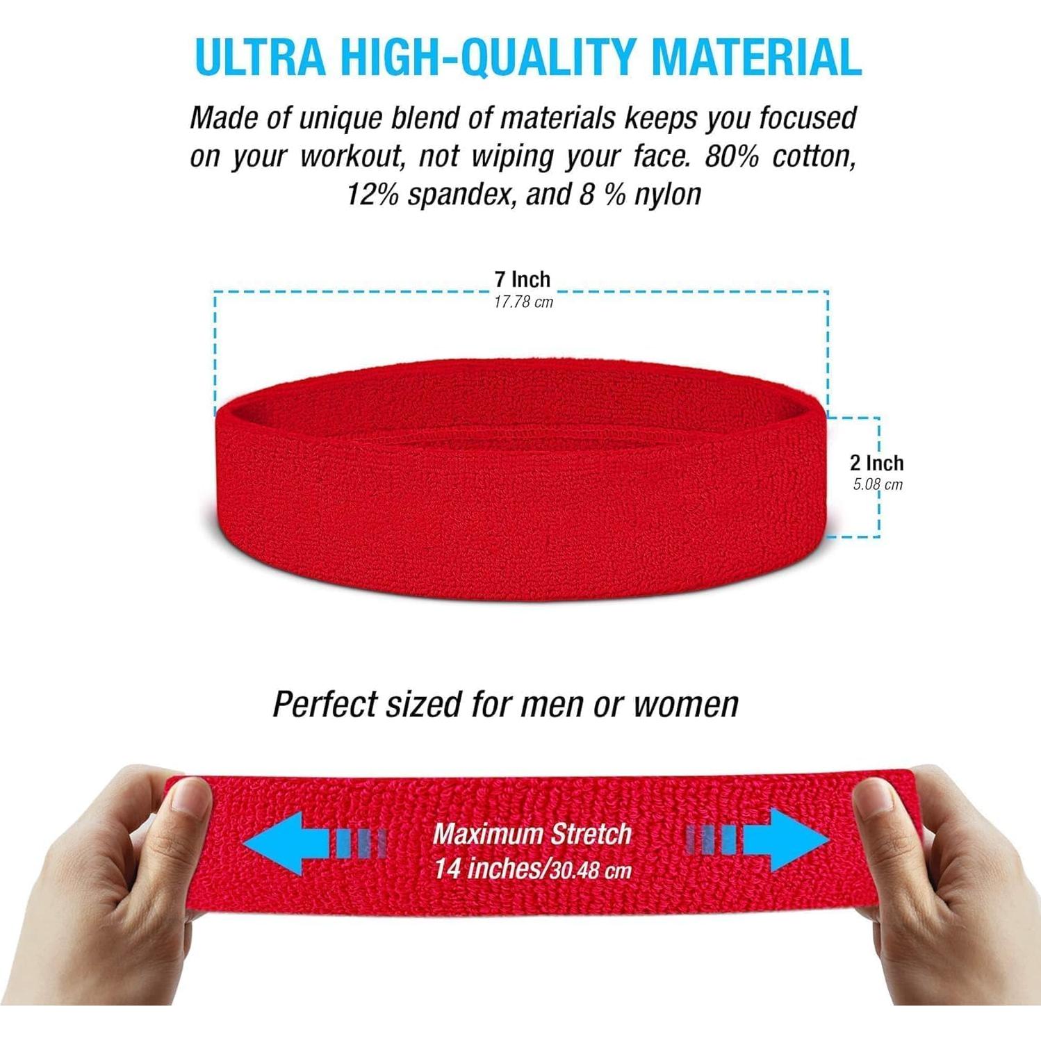 Suddora Sweatbands Set, Moisture Wicking 2 Wristbands and 1 Headband, Breathable Terry Cloth Athletic Bands for Basketball, Tennis, Yoga, Gym, Sweat Bands for Costumes and Cosplay