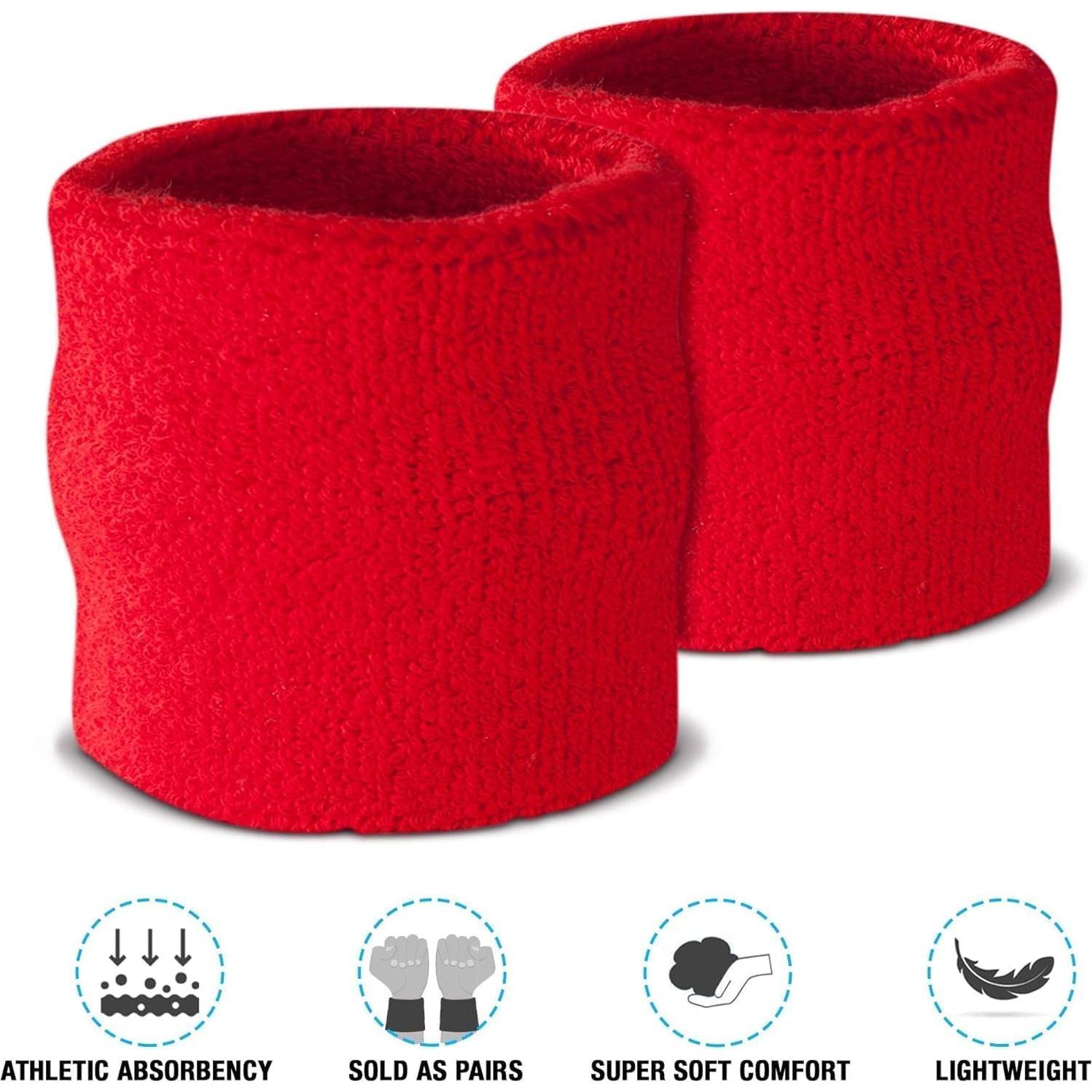 Suddora Sweatbands Set, Moisture Wicking 2 Wristbands and 1 Headband, Breathable Terry Cloth Athletic Bands for Basketball, Tennis, Yoga, Gym, Sweat Bands for Costumes and Cosplay