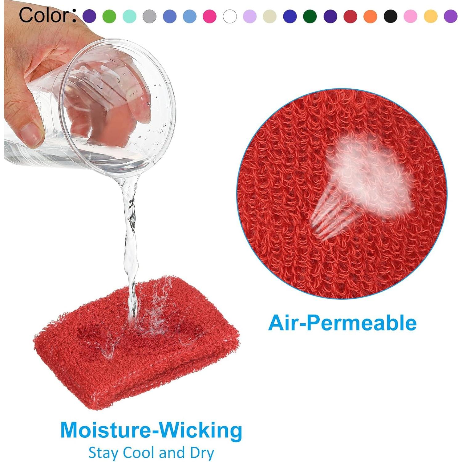 Muñequera Deportiva PATIKIL Algodón Toalla Absorbente 8x5cm