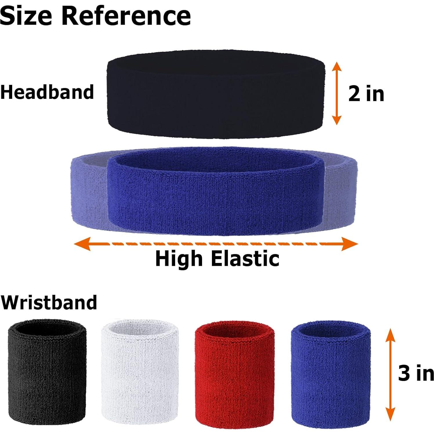 Set 4 Bandas de Cabeza y Muñeca Cosmos Algodón Absorbente