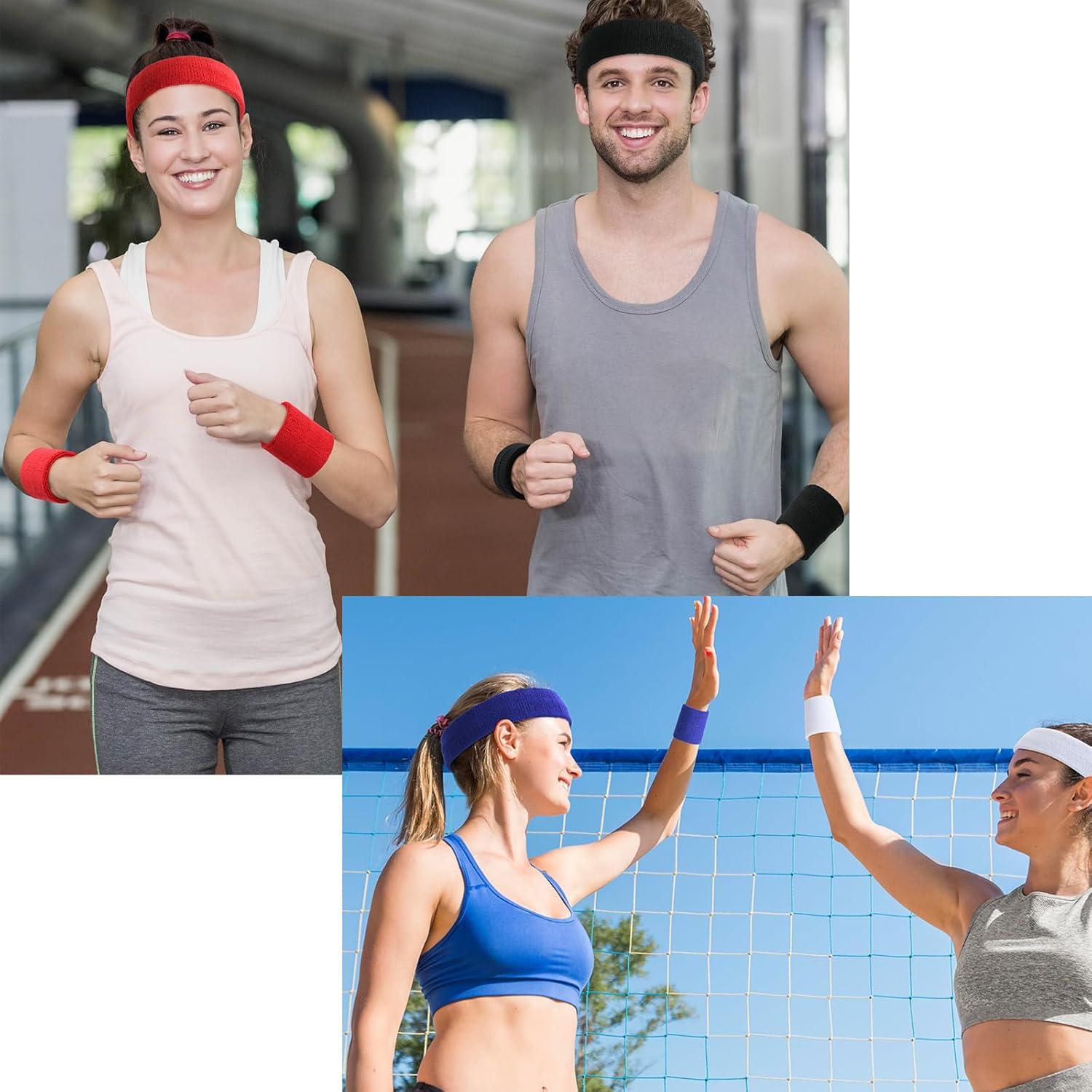 Set 4 Bandas de Cabeza y Muñeca Cosmos Algodón Absorbente