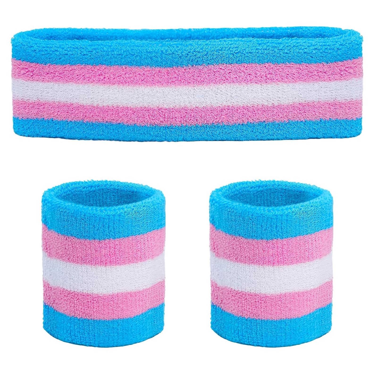 Conjunto de 3 Bandas para el Sudor Ronglry - Diadema y Muñequera LGBTQ