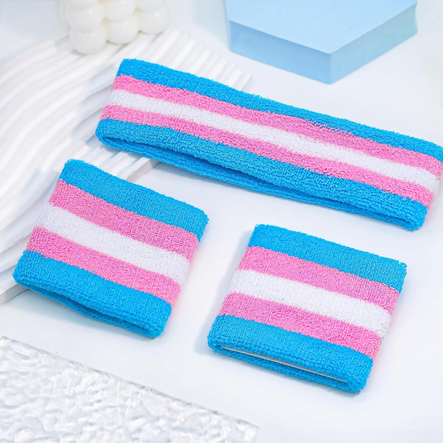 Conjunto de 3 Bandas para el Sudor Ronglry - Diadema y Muñequera LGBTQ