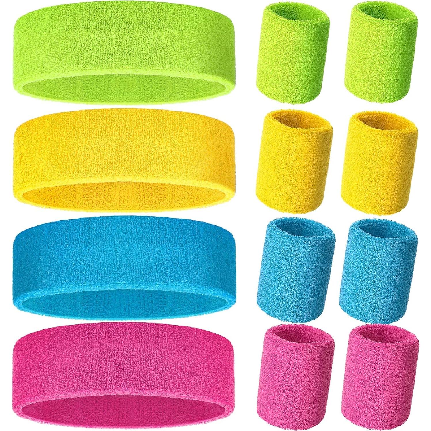 Juego de 12 Muñequera y Diademas Neón Bememo para Deportes