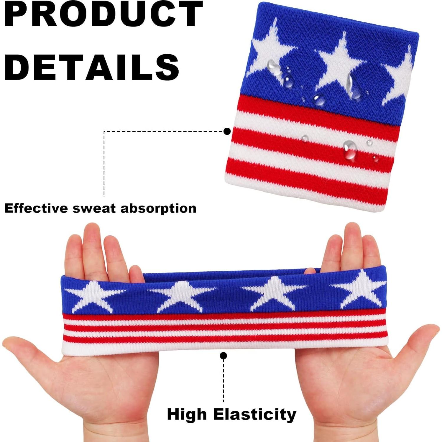 Juego de Bandas para el Sudor Sdfvsdg - 4 Piezas Bandera Americana