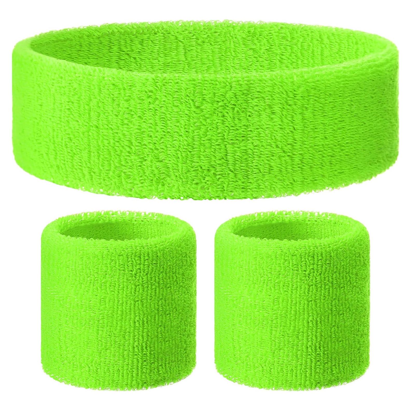 Juego de Pulseras Neón y Diadema Knitgrip - Accesorios 80s