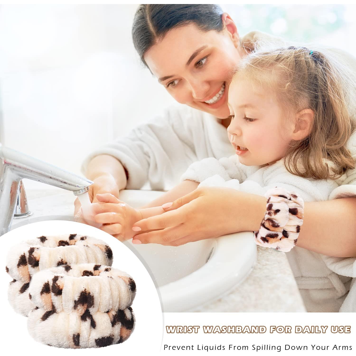 Muñequera de Lavado de Cara JANFUN 8PCS Microfibra Leopardo