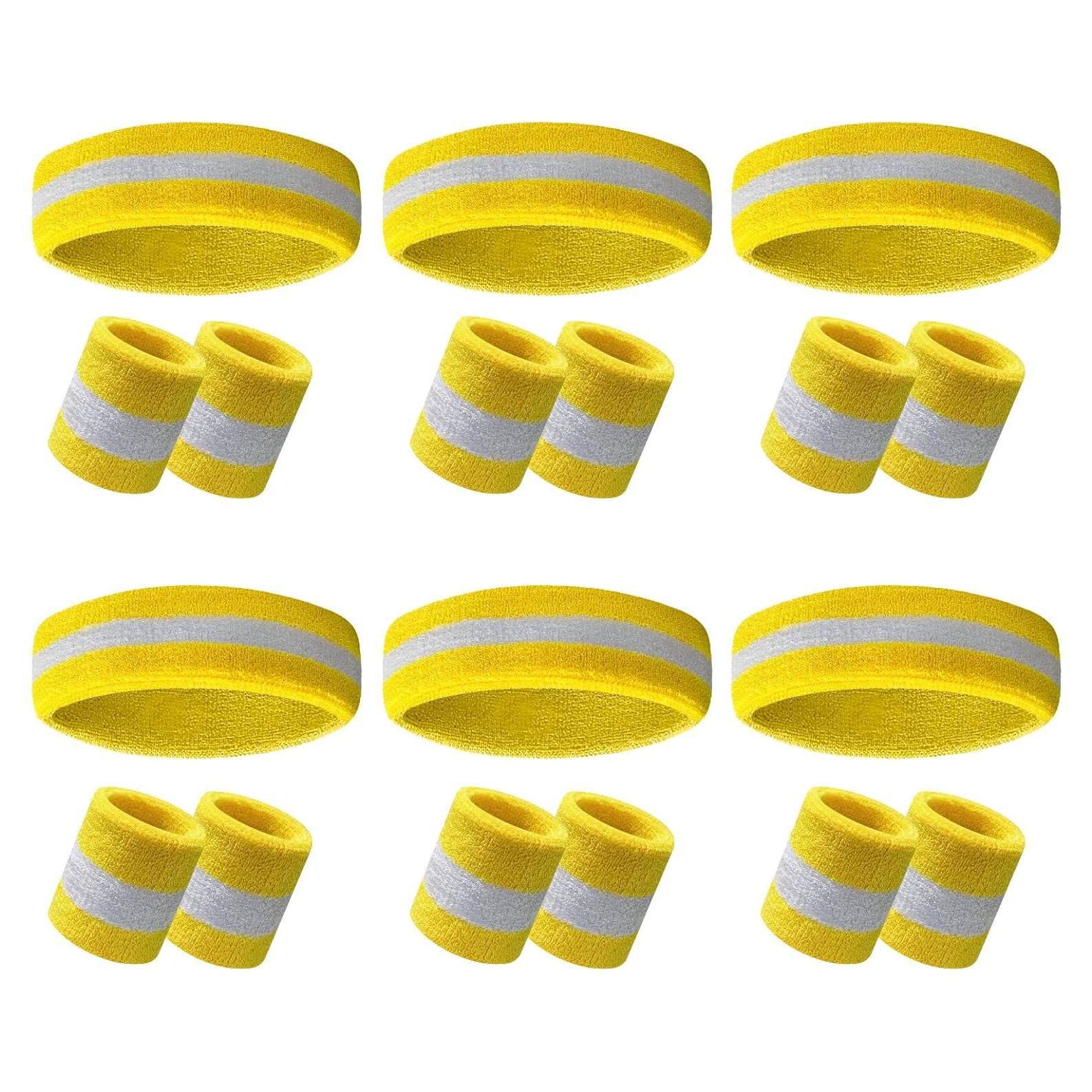 Juego de 18 Piezas Muñequera y Diadema Jueerun Rayas Amarillas