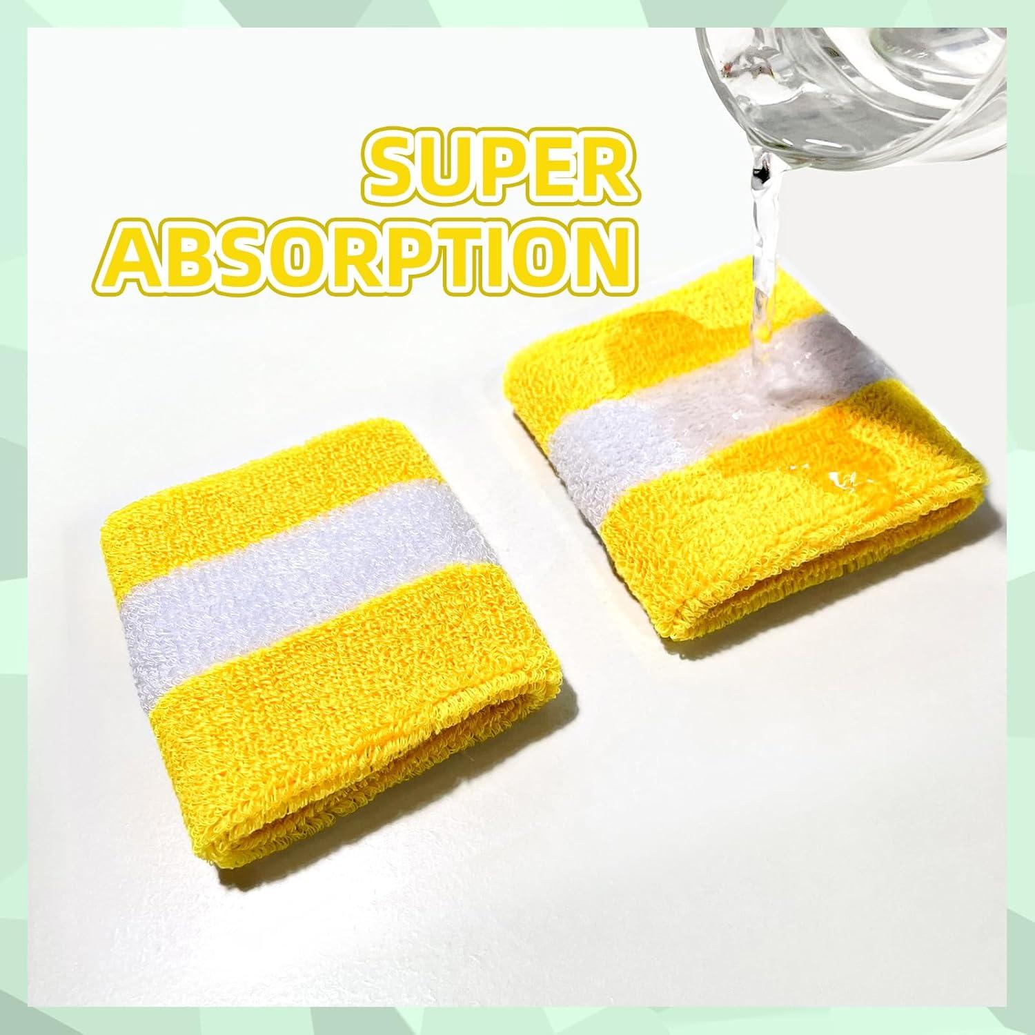 Juego de 18 Piezas Muñequera y Diadema Jueerun Rayas Amarillas