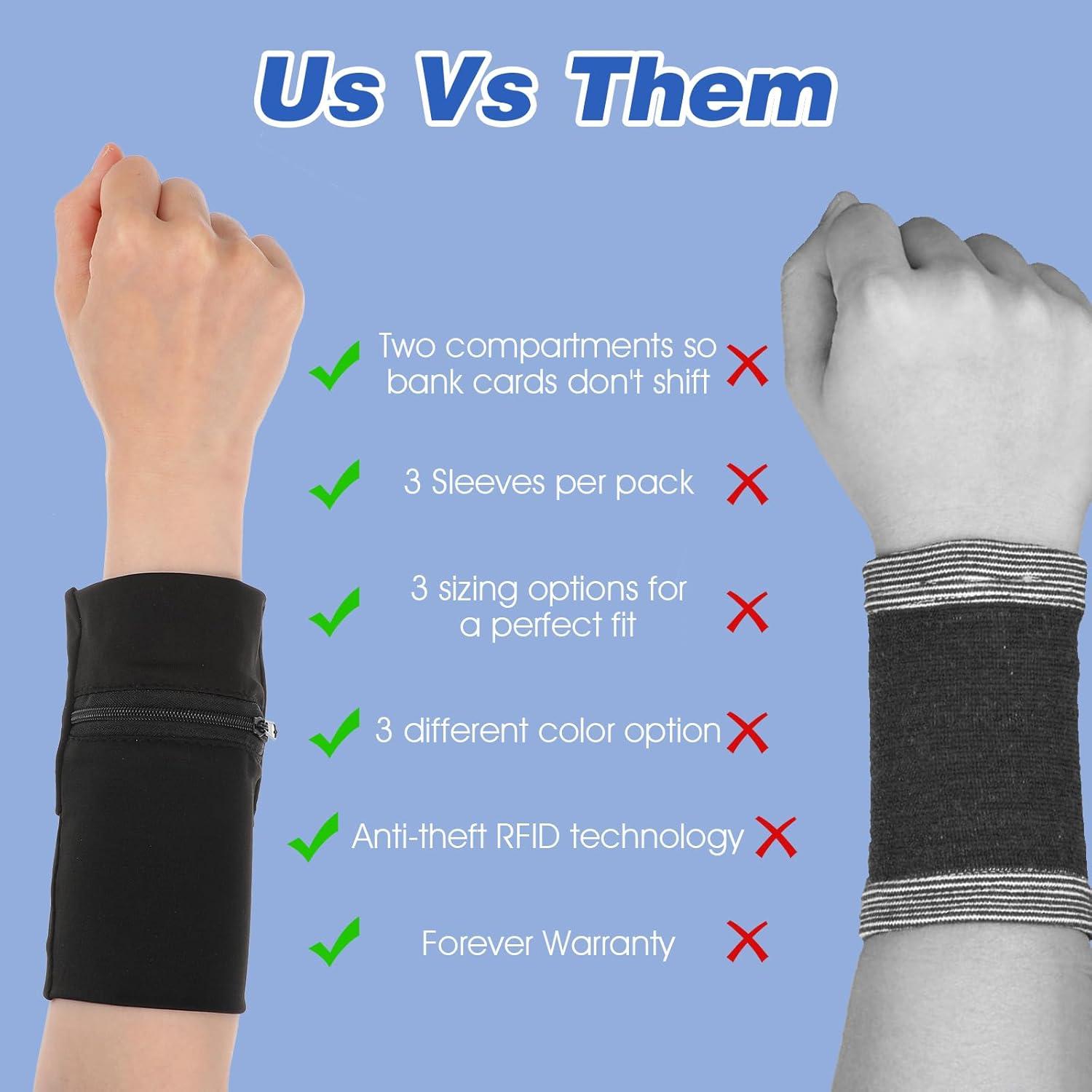 3 Piezas Cartera de Muñeca Nogeqi para Hombres y Mujeres - Antirrobo