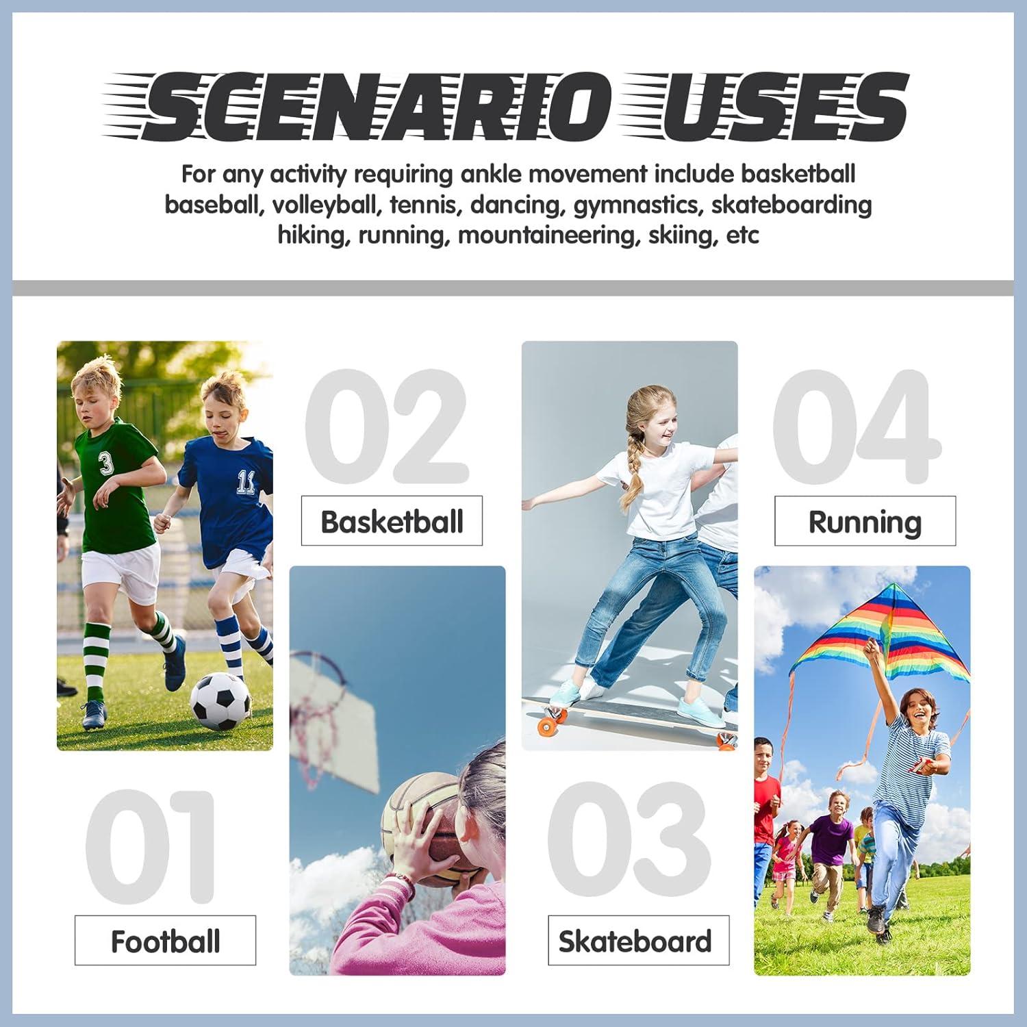 Mangas de Compresión para Tobillo Tarpop Niños 3 Pares Negro