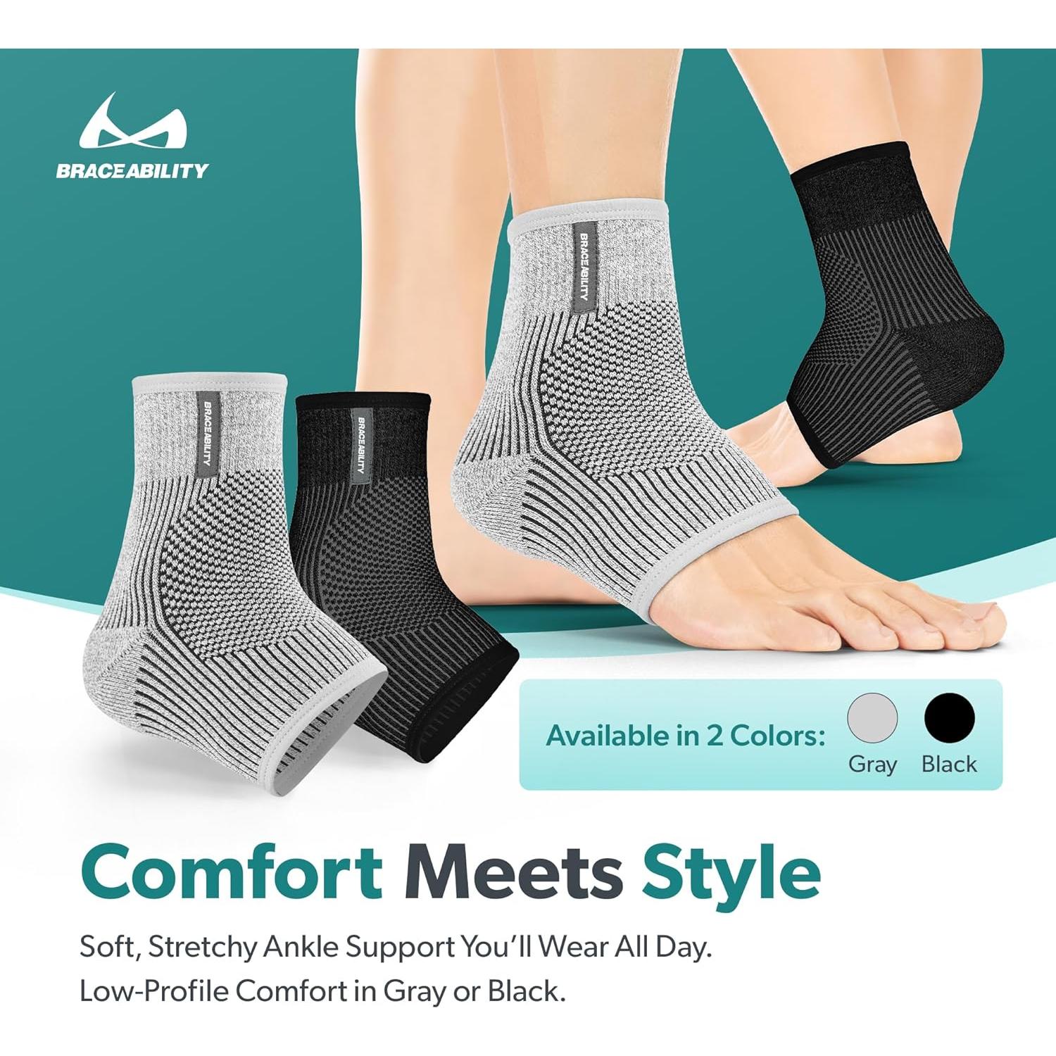 Manga de Compresión para Tobillo BraceAbility Negro S/M