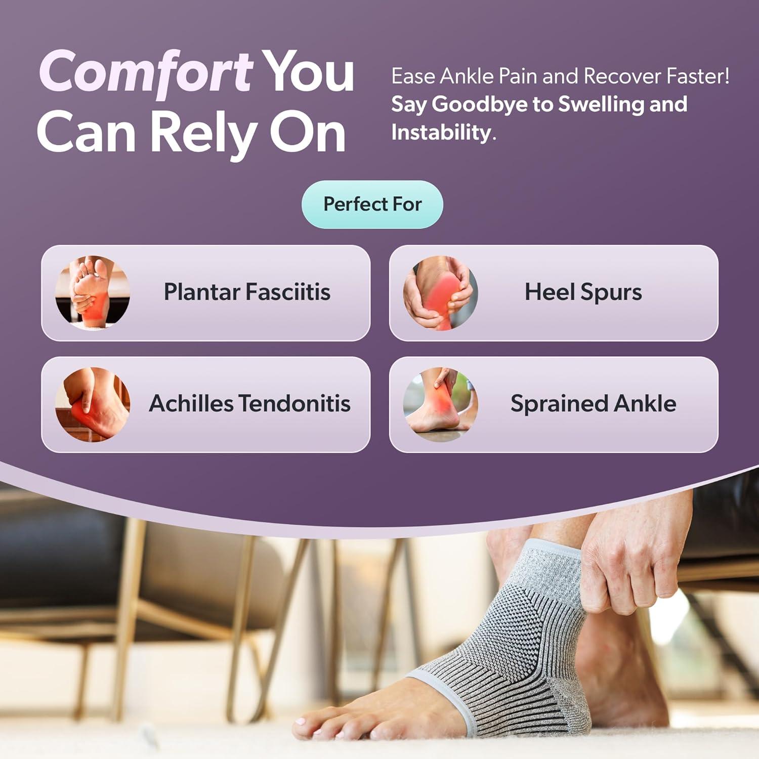 Manga de Compresión para Tobillo BraceAbility Negro S/M