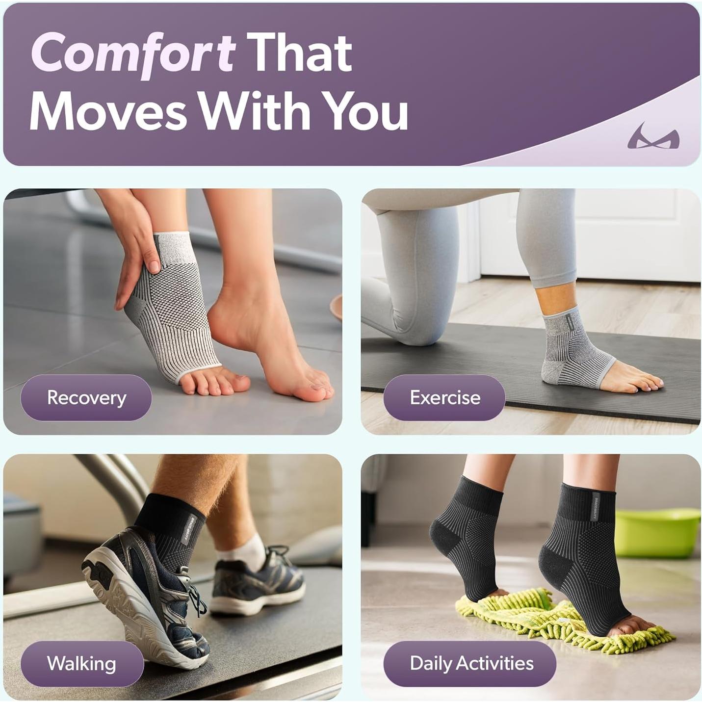 Manga de Compresión para Tobillo BraceAbility Negro S/M