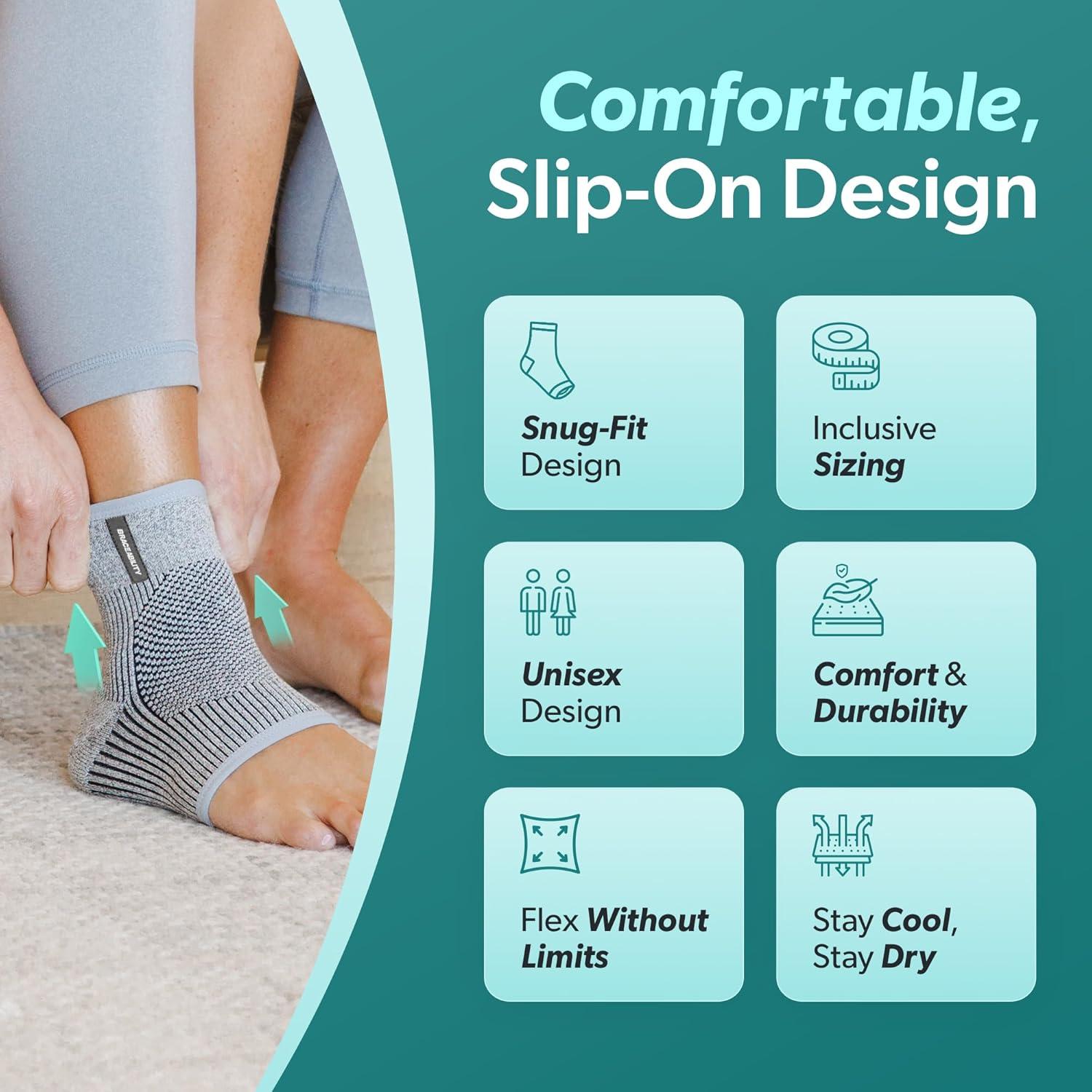 Manga de Compresión para Tobillo BraceAbility Negro S/M