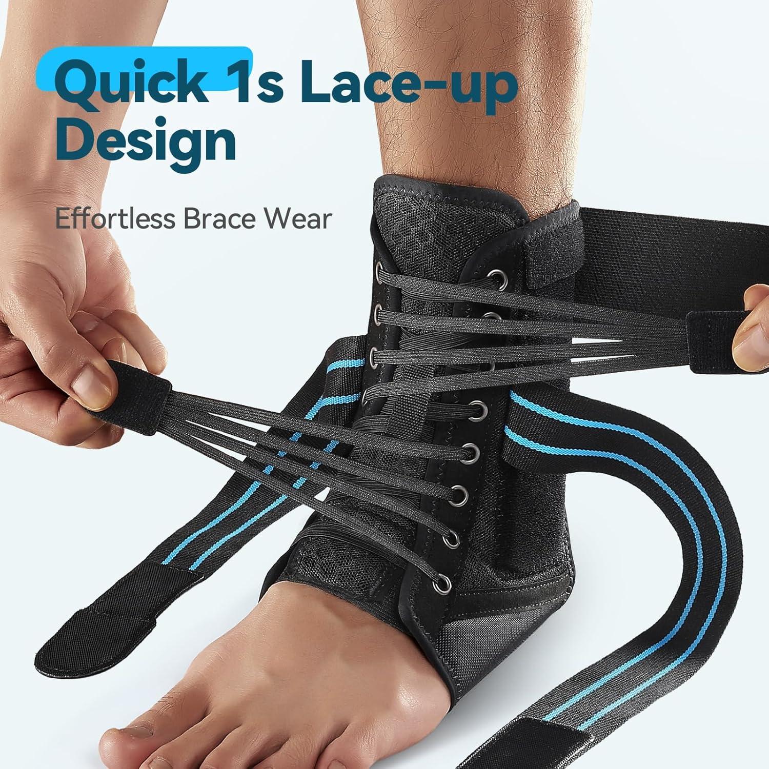 Faja para Tobillo AGPTEK Ajustable con Splints Removibles Azul L