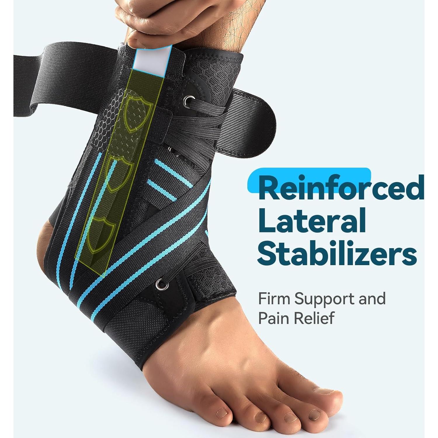 Faja para Tobillo AGPTEK Ajustable con Splints Removibles Azul L