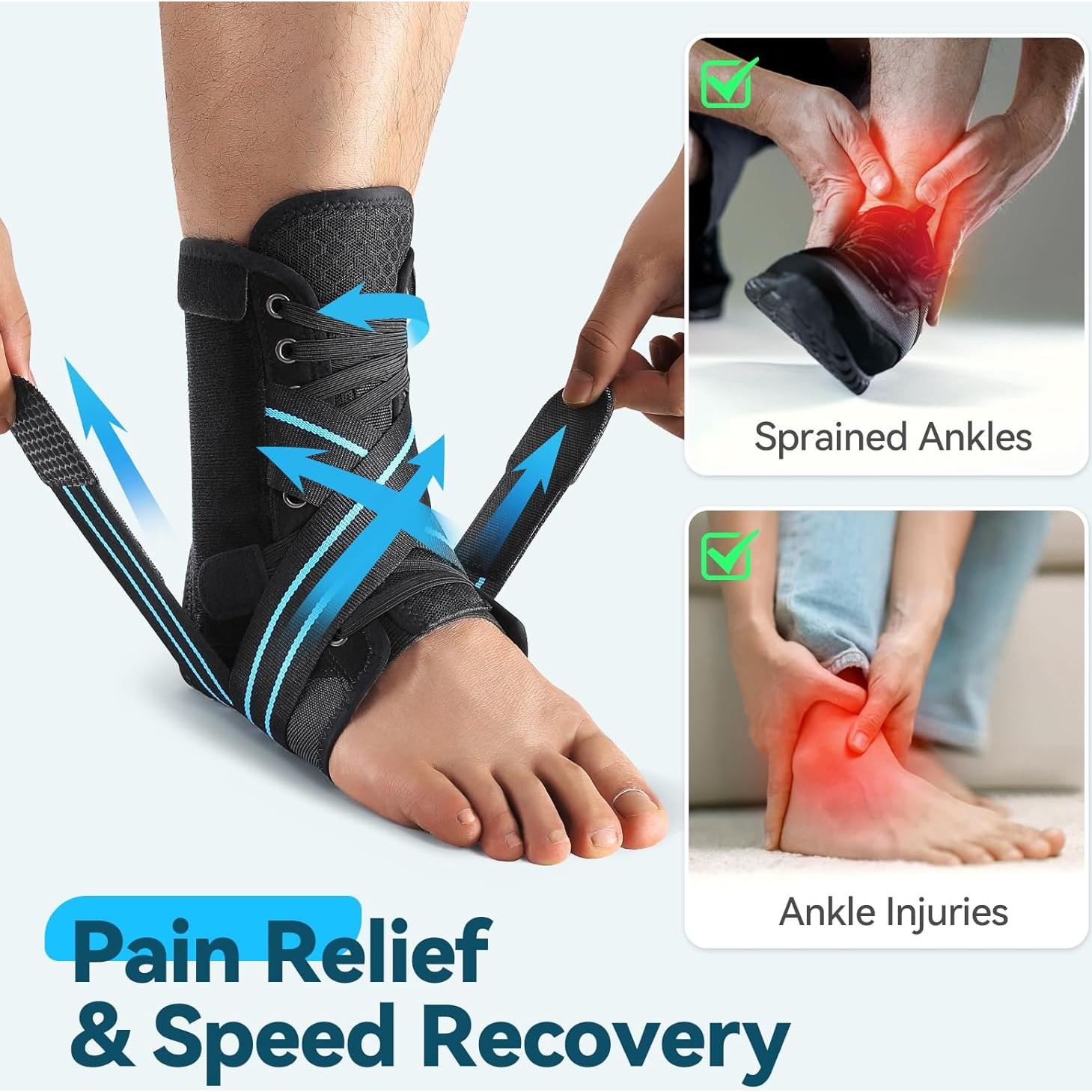 Faja para Tobillo AGPTEK Ajustable con Splints Removibles Azul L