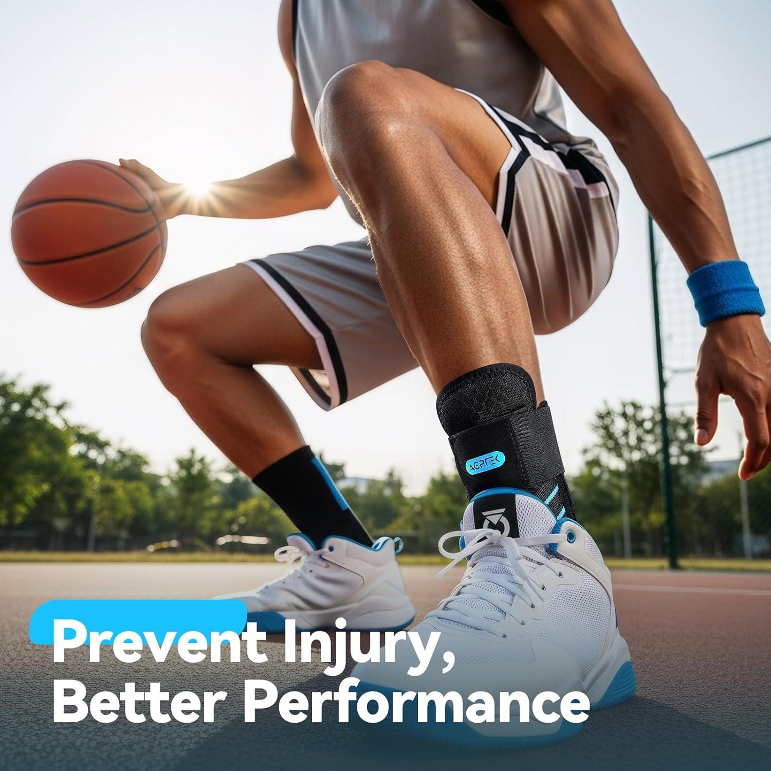 Faja para Tobillo AGPTEK Ajustable con Splints Removibles Azul L