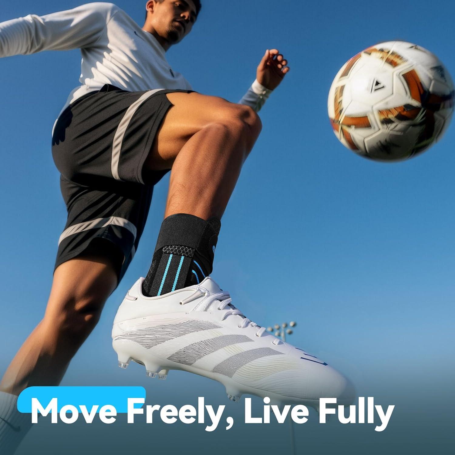 Faja para Tobillo AGPTEK Ajustable con Splints Removibles Azul L