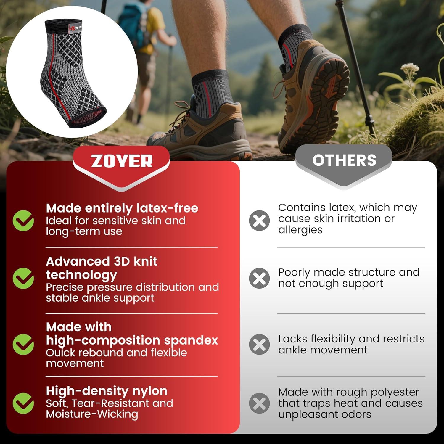 Mangas de Compresión para Tobillo ZOYER - 2 Unidades, Grande